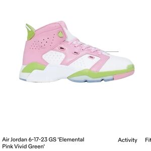 Jordan 6-17-23 (GS) Elemental Pink and Vivid Green Mens 7Y Girls 8.5 EUC
